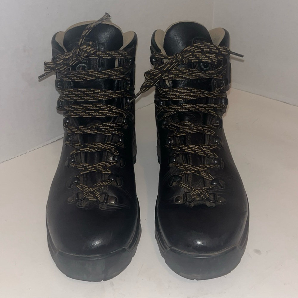 Asolo Boots Mens 9.5 Black TPS 535 Lth Hiking Trail Shoe Leather EVO Vibram Sole